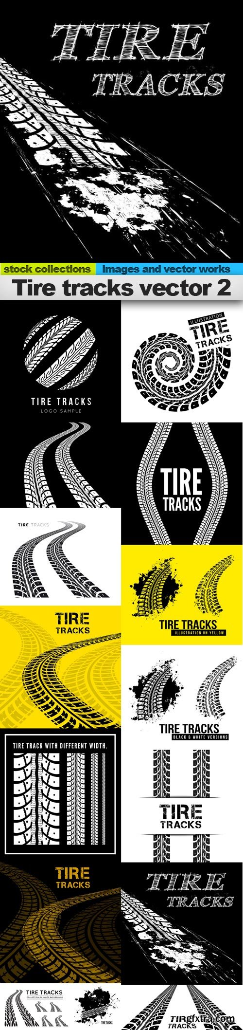 Tire tracks vector 2, 15 x EPS