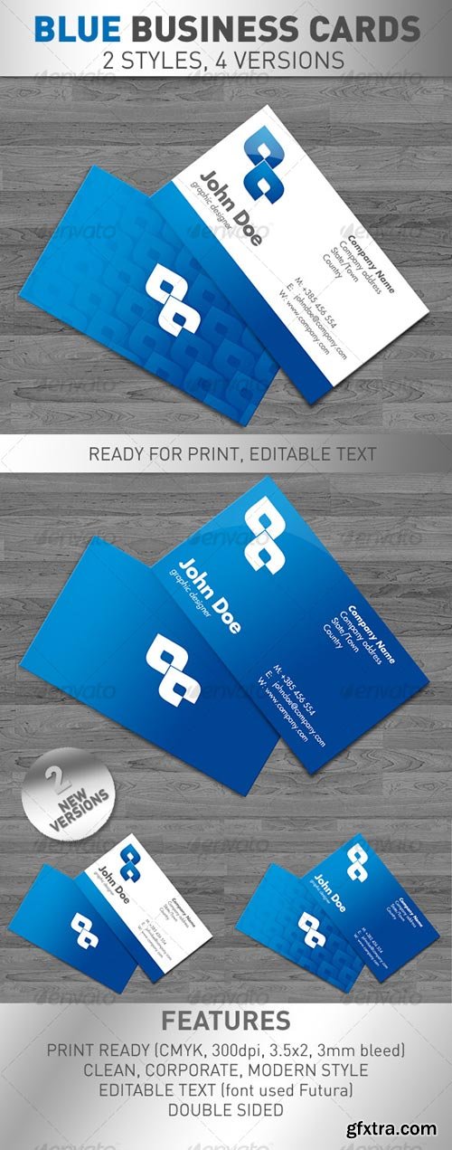 GraphicRiver - Blue Business Cards 4 VERSIONS - 112611