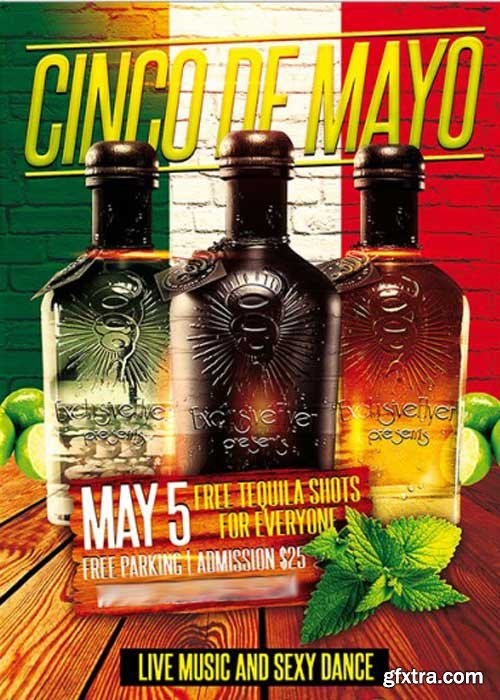 Cinco de Mayo Premium Flyer Template + Facebook Cover