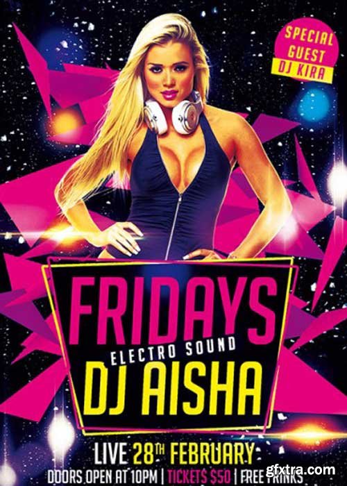 Fridays Electro Sound Party Premium Flyer Template