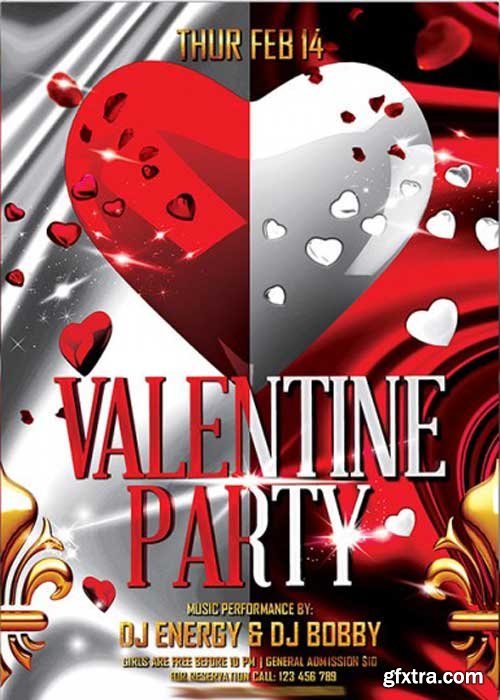 Valentines Party Premium Flyer Template + Facebook Cover