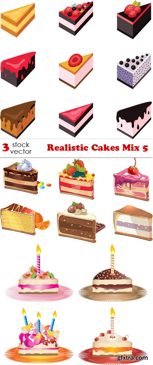 Vectors - Realistic Cakes Mix 5