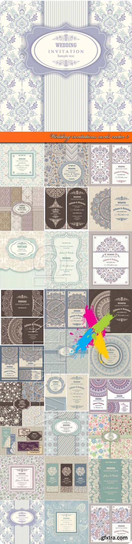 Wedding invitations cards vector 2