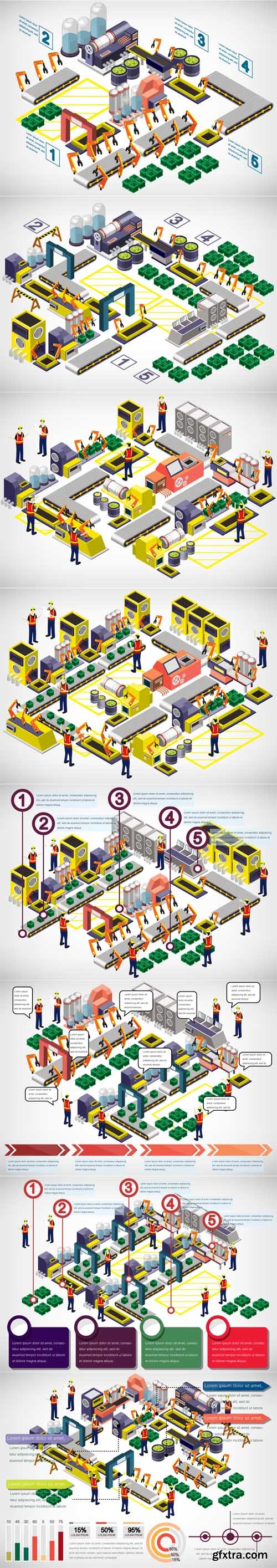 Illlustration of info graphic factory equipment concept - Vectors A000015