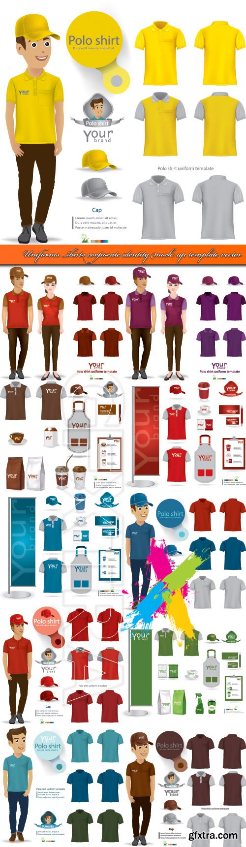 Uniforms, shirts, corporate identity mock up template vector