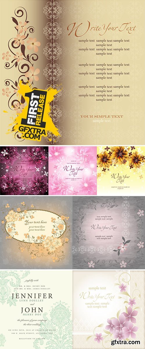 Stock: Wedding card or invitation with abstract floral background