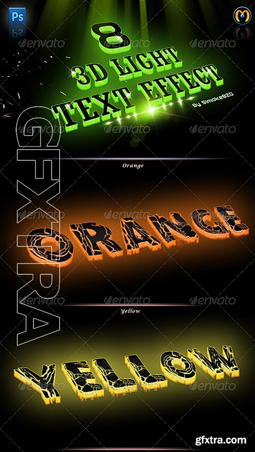 GraphicRiver - 3D Light Text Photoshop Action 7543533