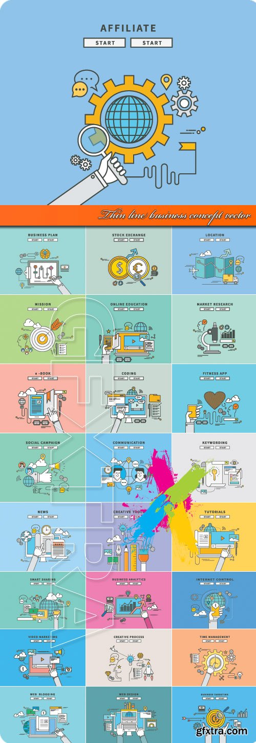 Thin line business concept vector