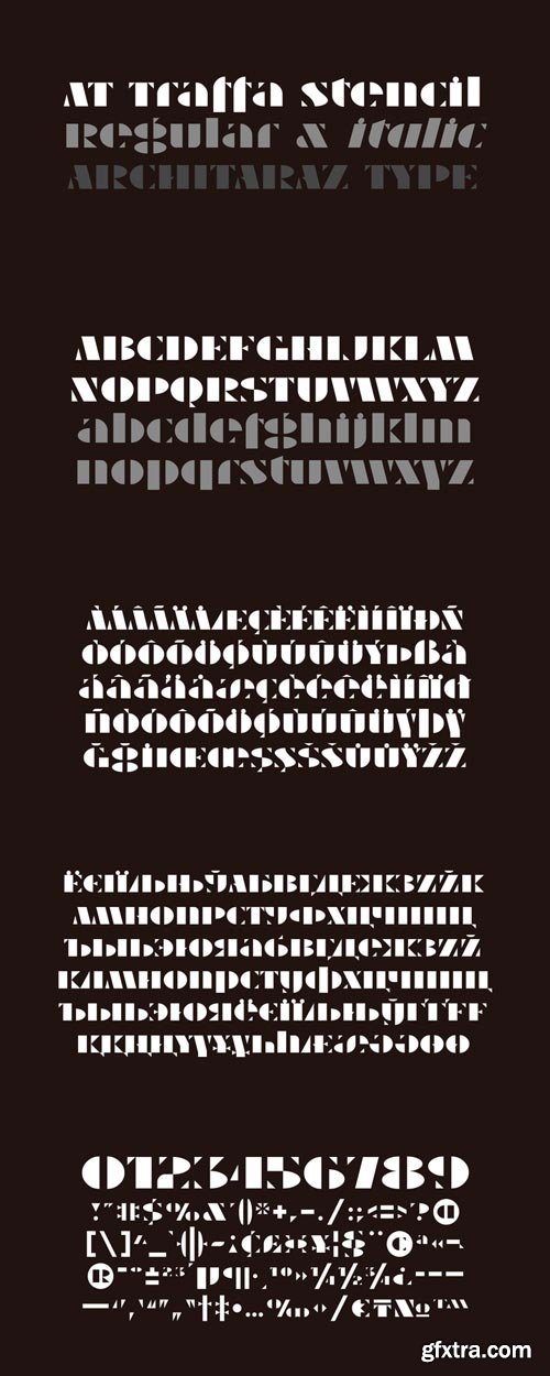 AT Traffa Stencil Font Family $13