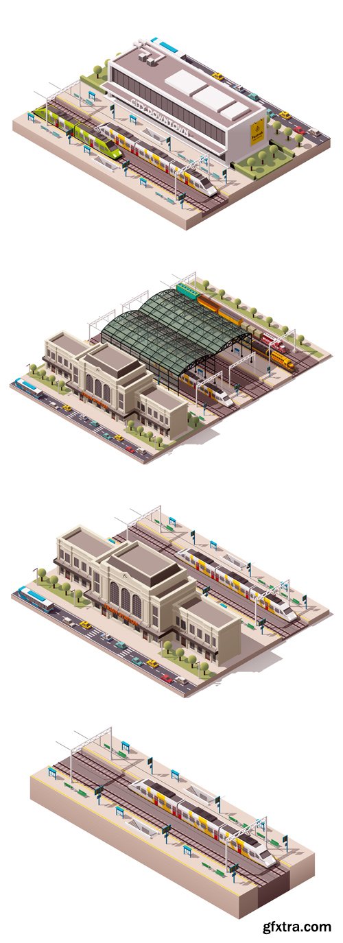 Isometric Train Station 4xEPS