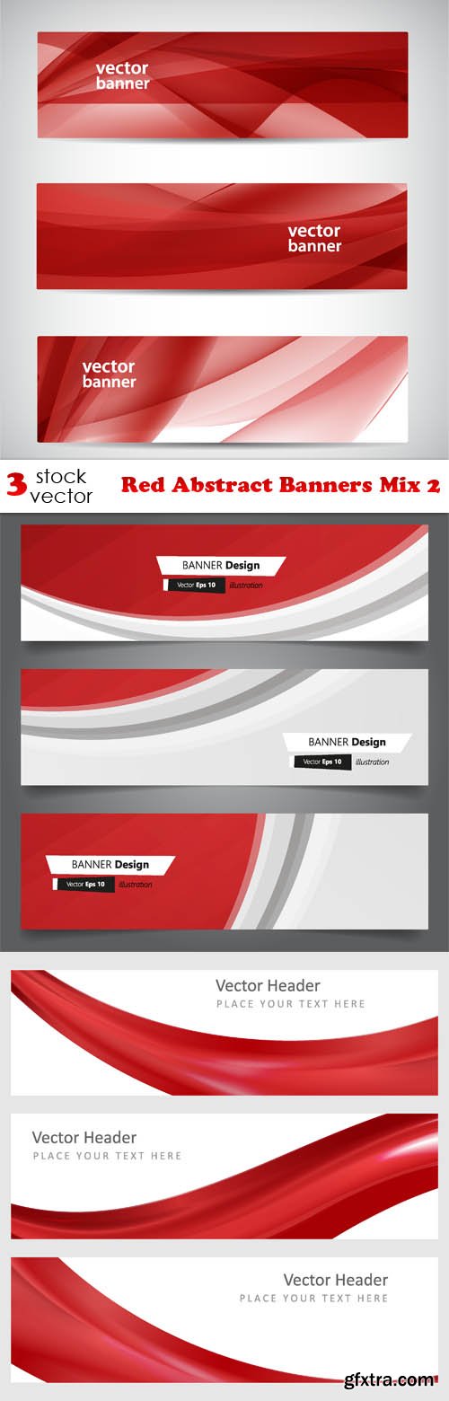 Vectors - Red Abstract Banners Mix 2