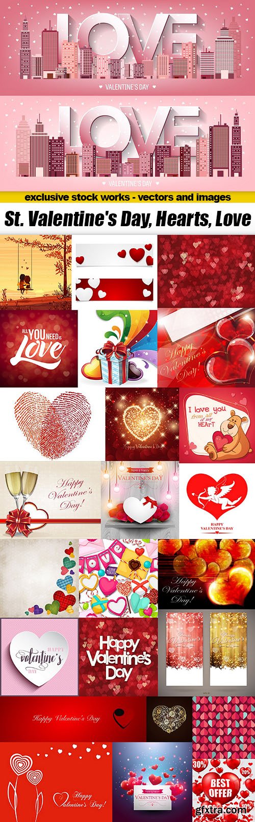 St. Valentine's Day, Hearts, Love - 25xEPS, AI