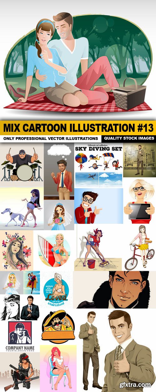 Mix cartoon Illustration 13 - 25 Vector