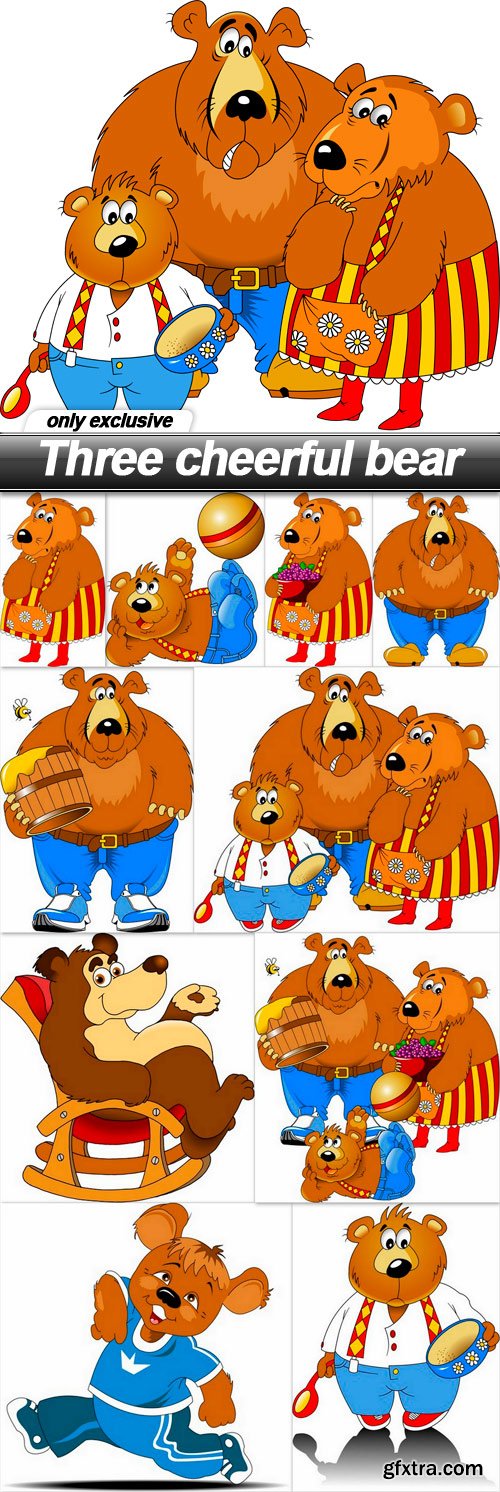 Three cheerful bear - 10 EPS