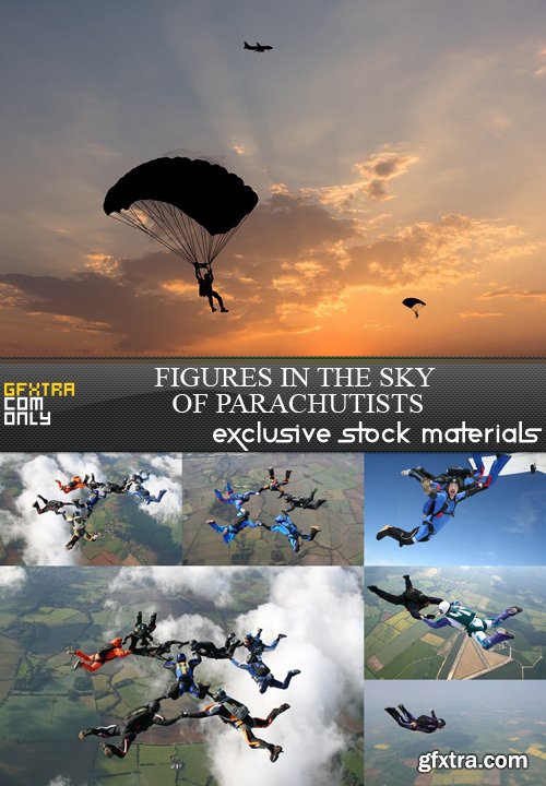 Figures in the Sky of Parachutists - 7 UHQ JPEG