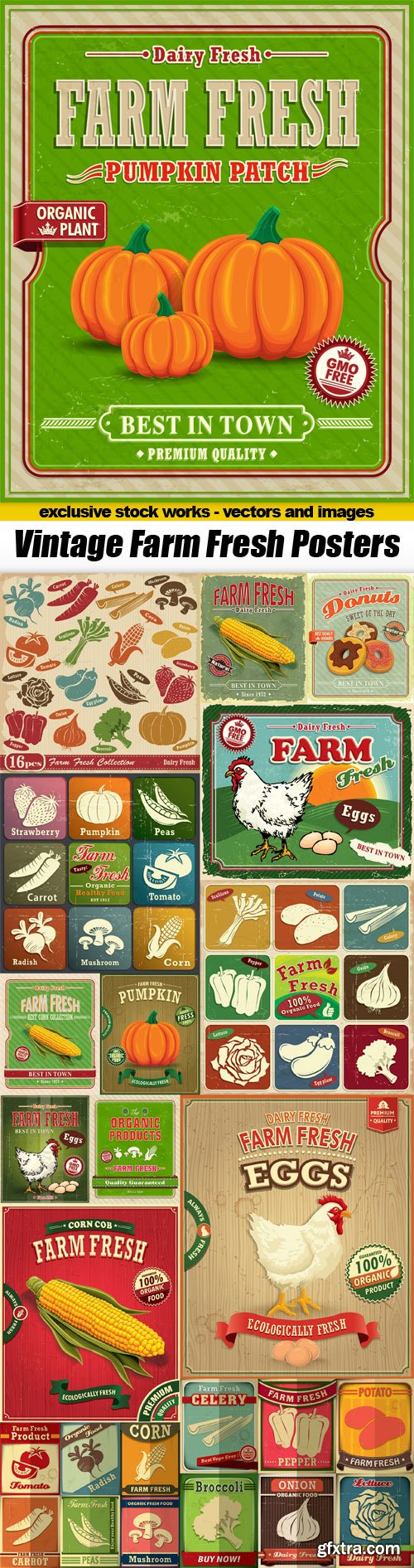 Vintage Farm Fresh Posters - 15x EPS