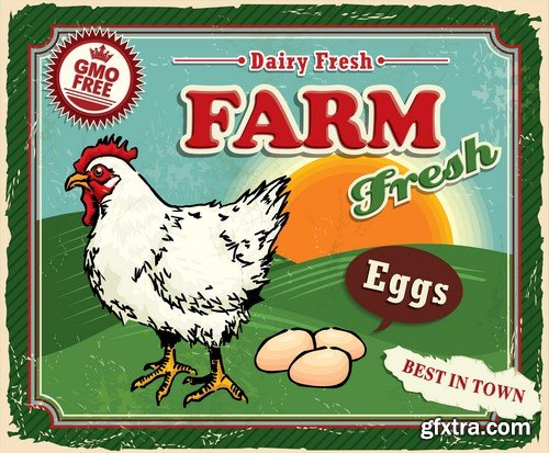 Vintage Farm Fresh Posters - 15x EPS