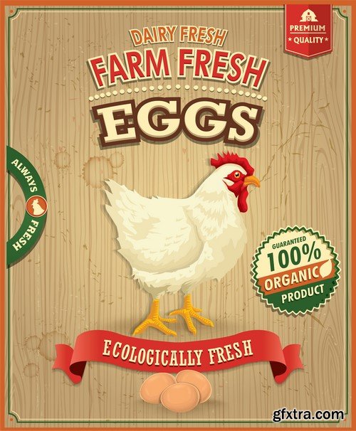 Vintage Farm Fresh Posters - 15x EPS