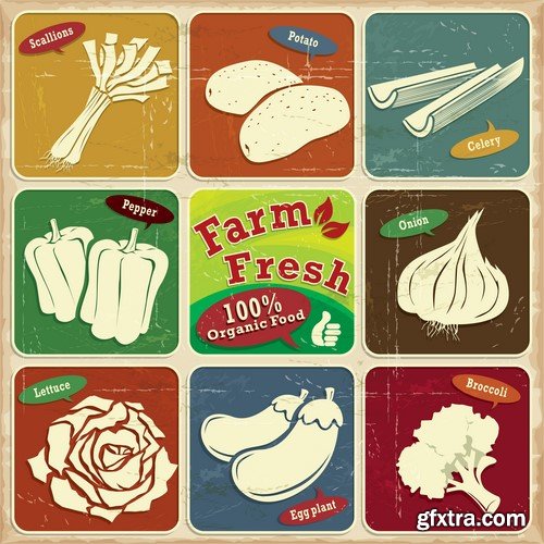 Vintage Farm Fresh Posters - 15x EPS