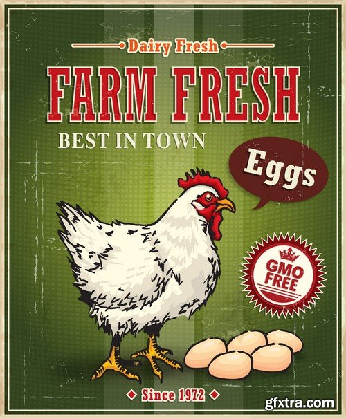 Vintage Farm Fresh Posters - 15x EPS