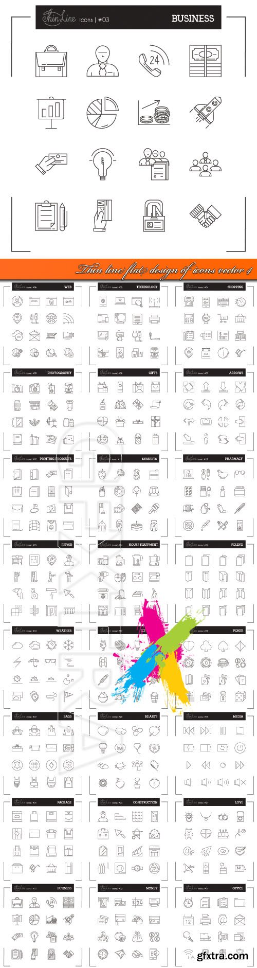 Thin line flat design of icons vector 4