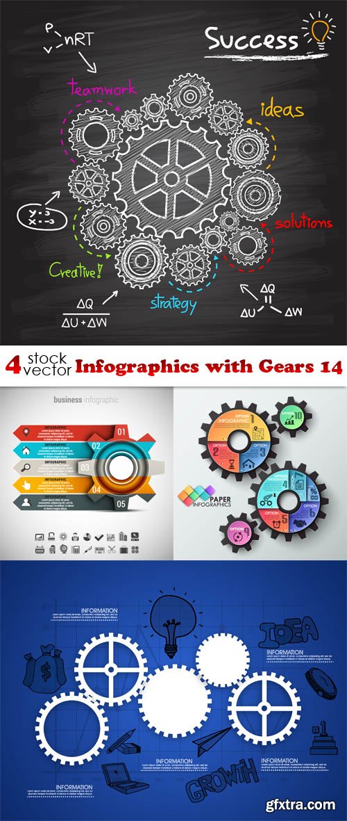 Vectors - Infographics with Gears 14