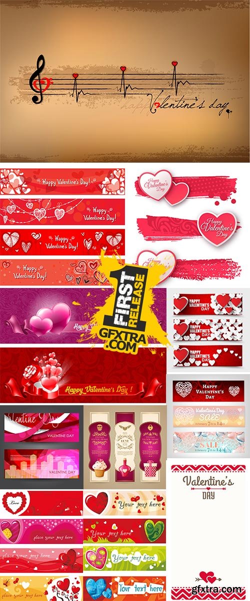 Stock Valentine banners vector