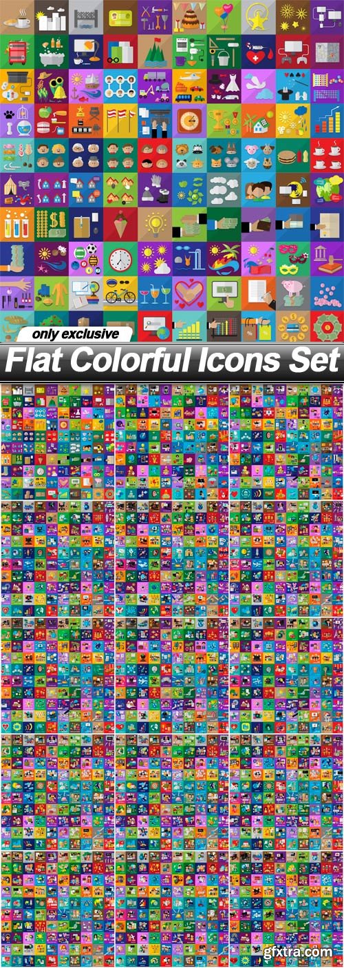 Flat Colorful Icons Set - 15 EPS