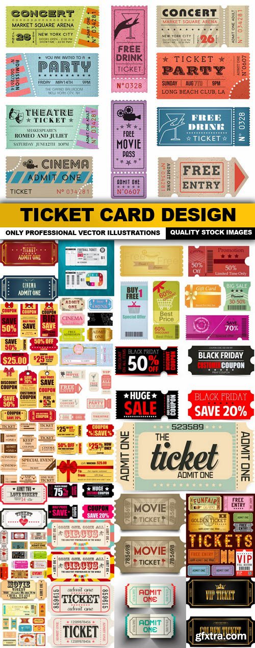 Ticket Card Design - 25 Vector