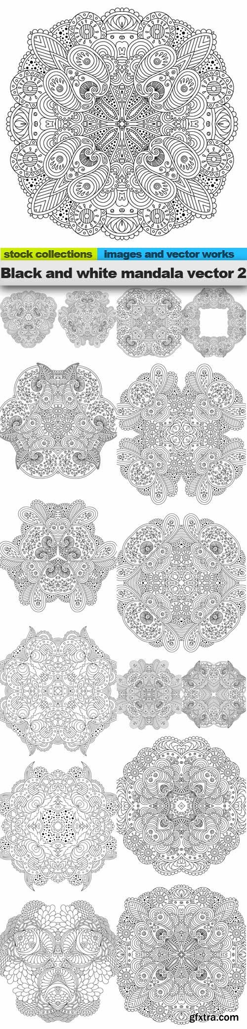 Black and white mandala vector 2, 15 x EPS