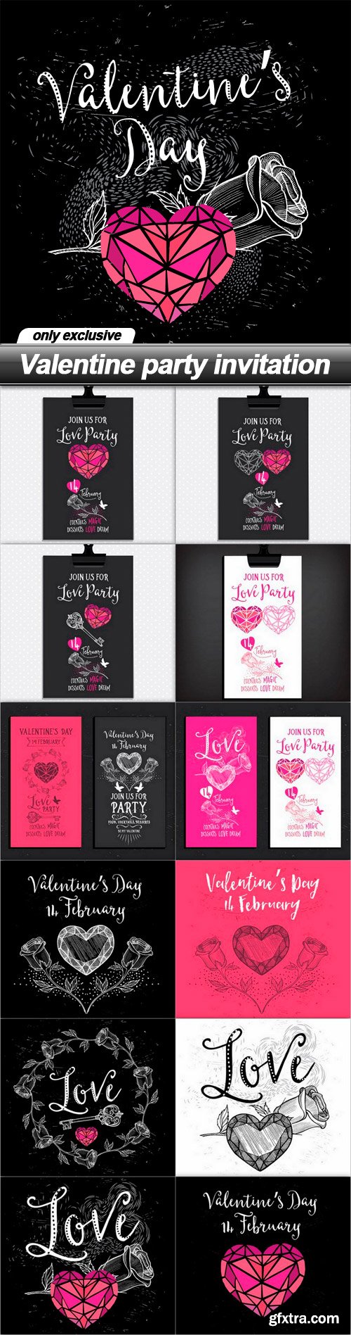 Valentine party invitation - 13 EPS