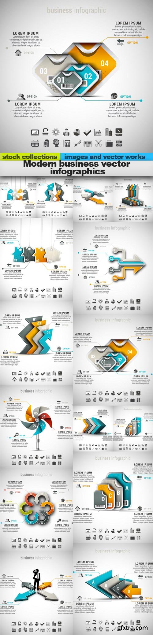 Modern business vector infographics, 15 x EPS