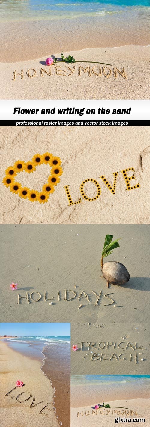 Flower and writing on the sand