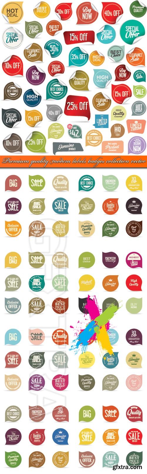 Premium quality modern labels badges collection vector