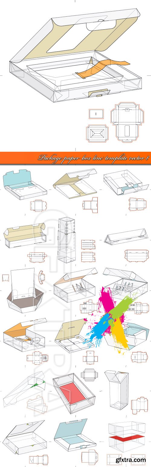 Package paper box line template vector 8