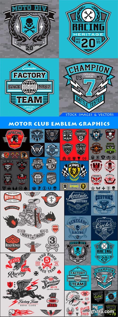 motor club emblem graphics 14X EPS