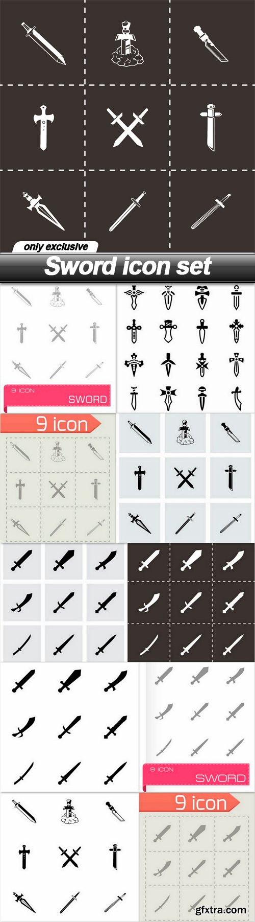 Sword icon set - 11 EPS