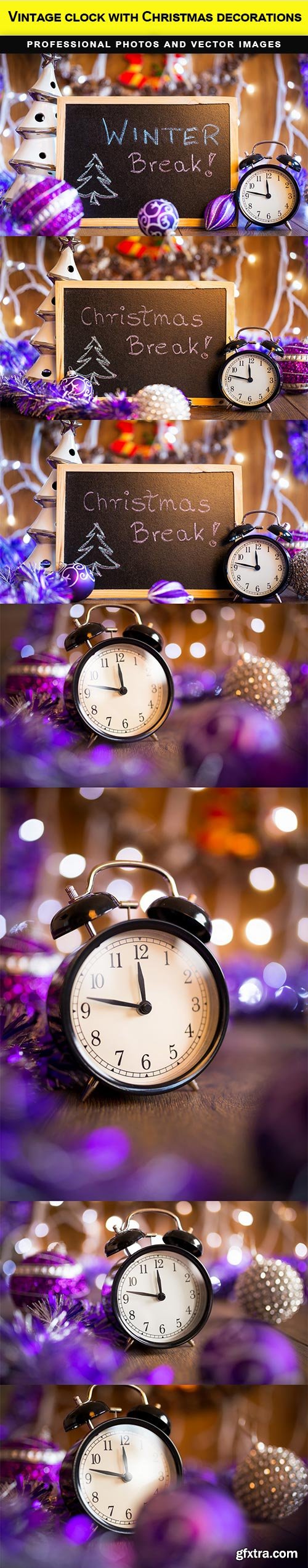 Vintage clock with Christmas decorations