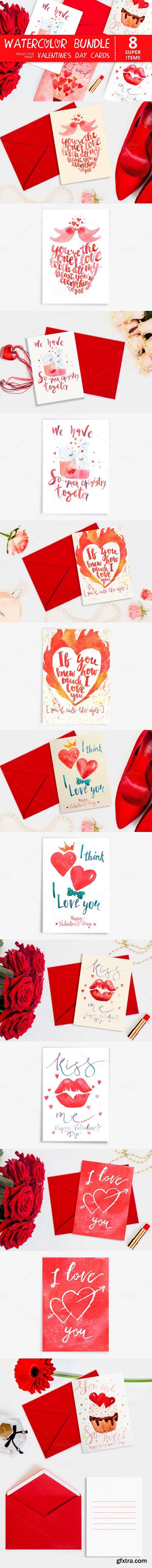 CM - Watercolor Valentine's cards bundle 509300