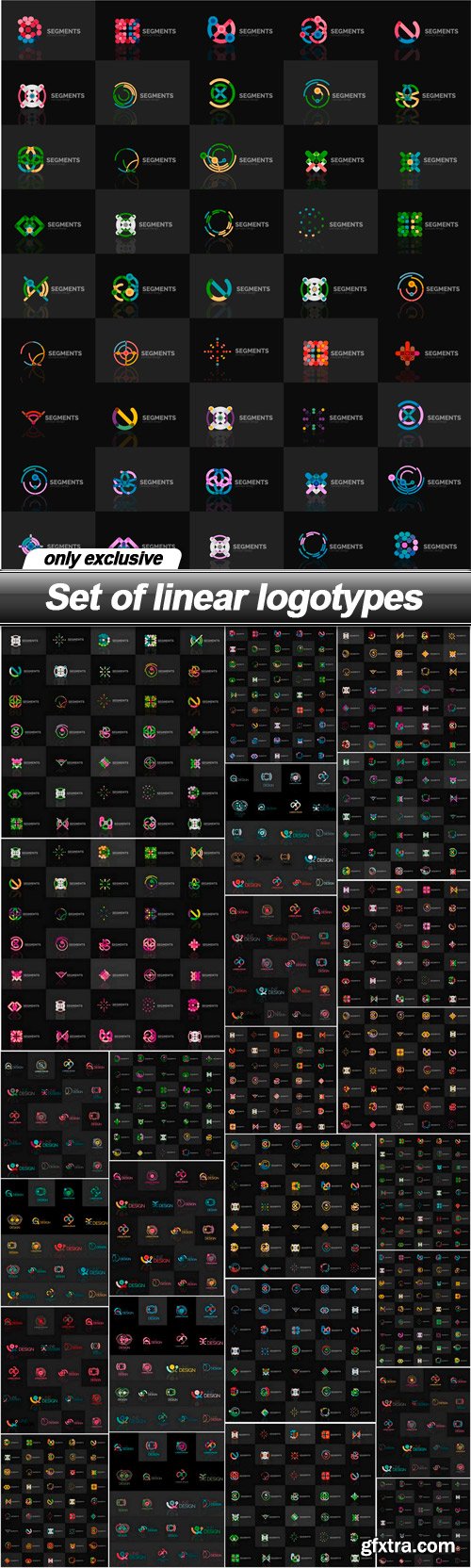 Set of linear logotypes - 25 EPS