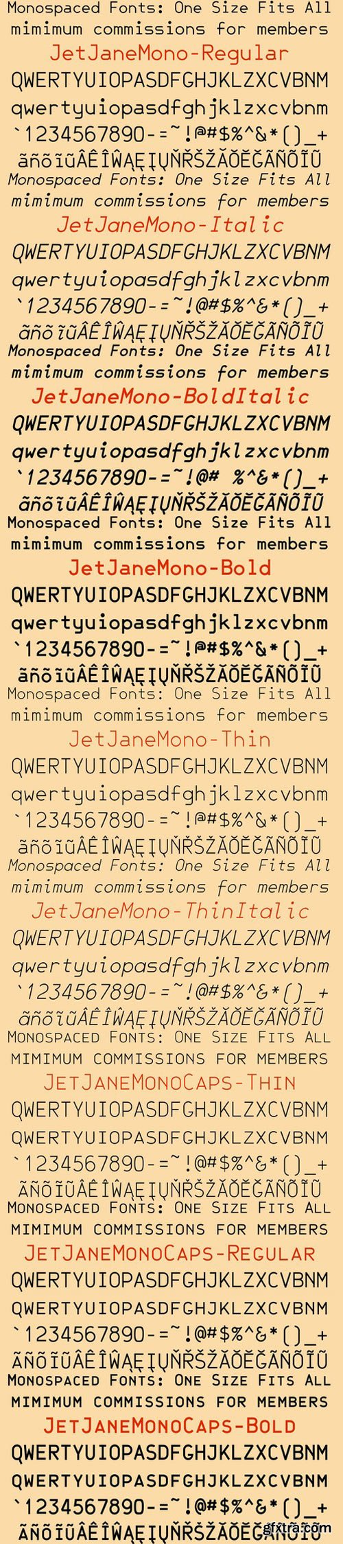 JetJaneMono font family