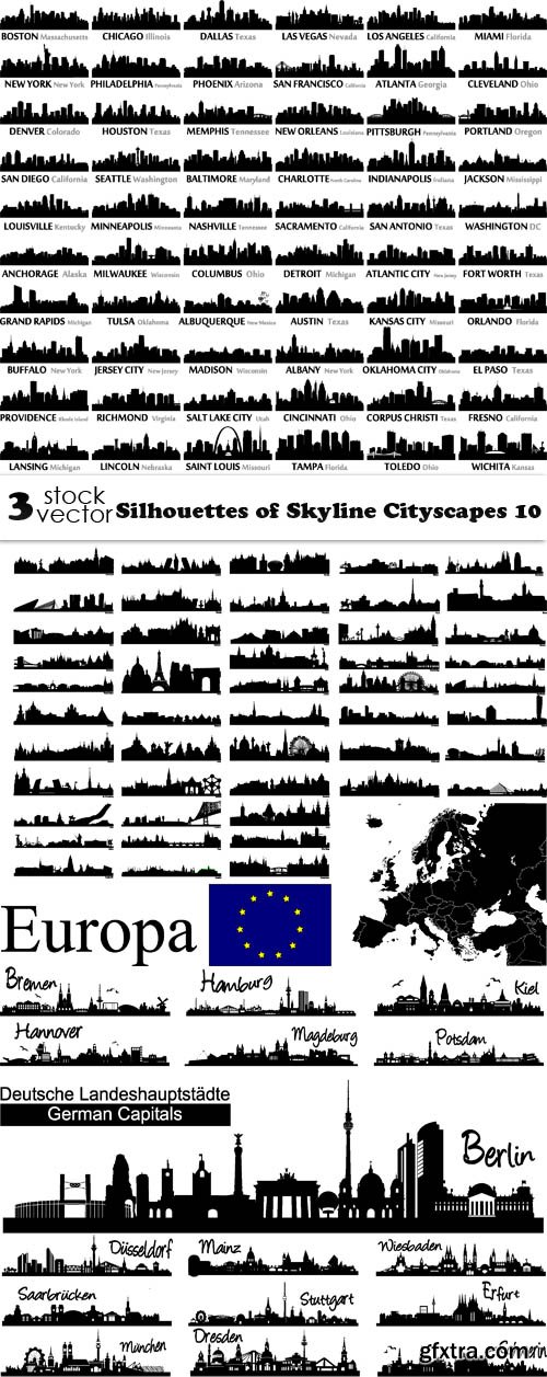 Vectors - Silhouettes of Skyline Cityscapes 10