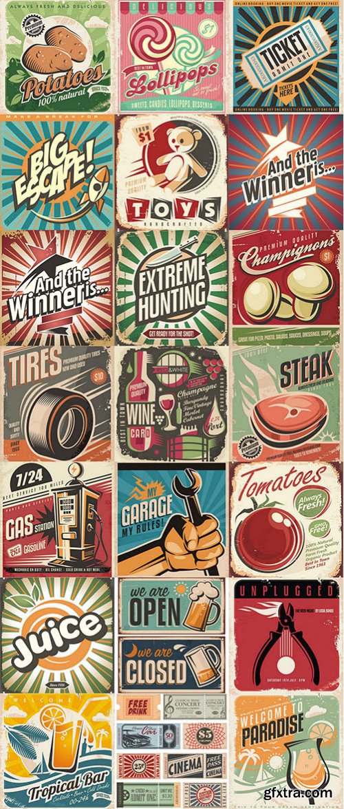 Retro Design Posters 4 - 25xEPS