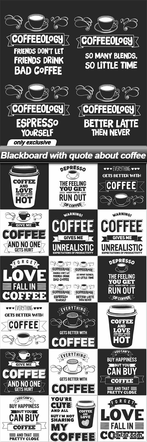 Blackboard with quote about coffee - 19 EPS