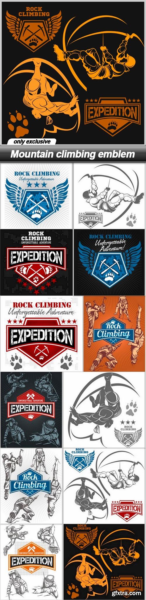 Mountain climbing emblem - 12 EPS