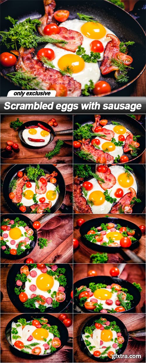 Scrambled eggs with sausage - 10 UHQ JPEG