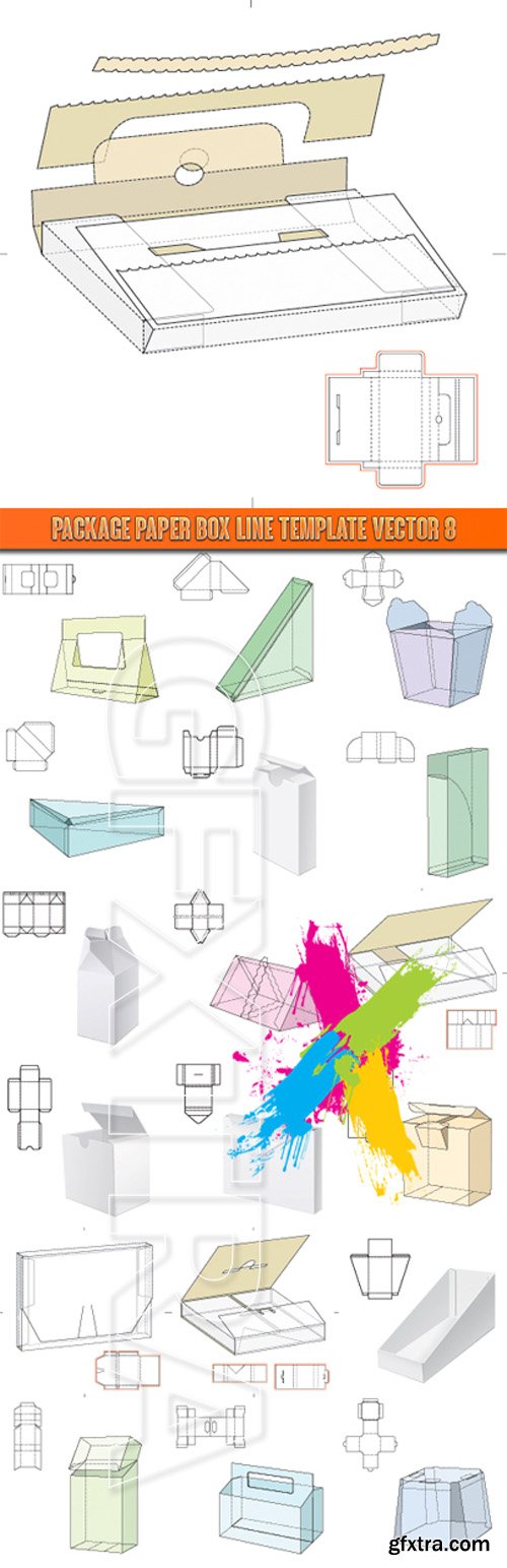 Package paper box line template vector 8