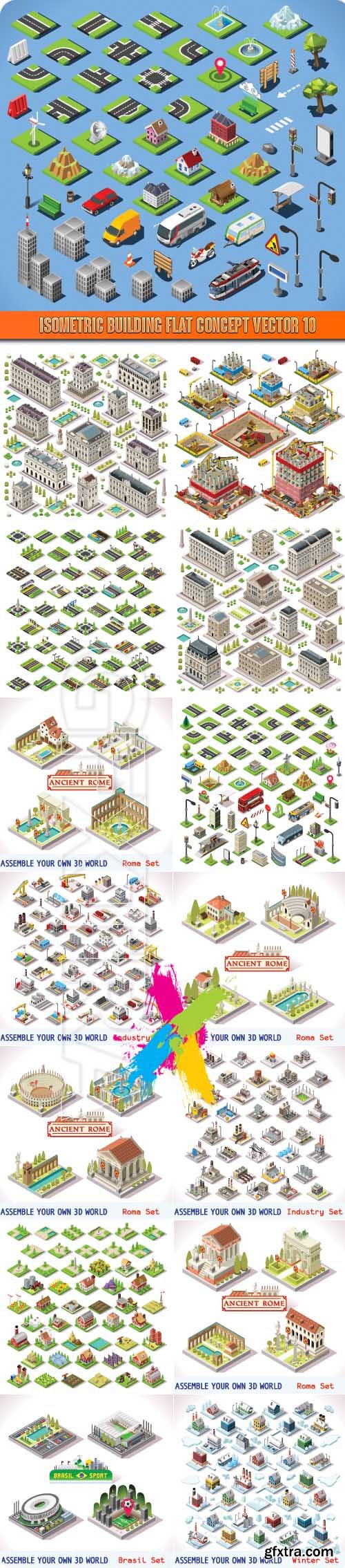 Isometric building flat concept vector 10