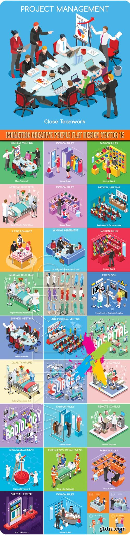 Isometric creative people flat design vector set 15