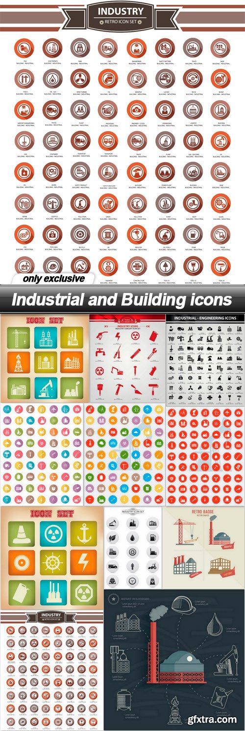 Industrial and Building icons - 11 EPS